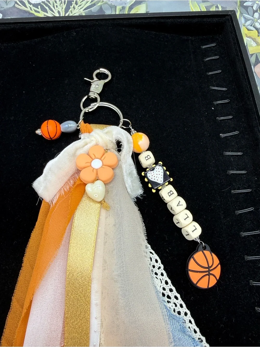👑Adorned Crown Jewelry purse bag charm keychain basketball fabric tassel